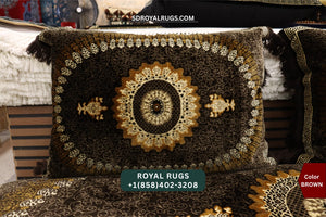 Brown Afghani Toshak Cover Set with 2 Pillow Covers – Traditional Afghan Floor Mattress Cover (#1004)