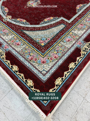 1200 REEDS RED PERSIAN DESGIN MACHINE MADE CARPET (COTTON) BOSTAN
