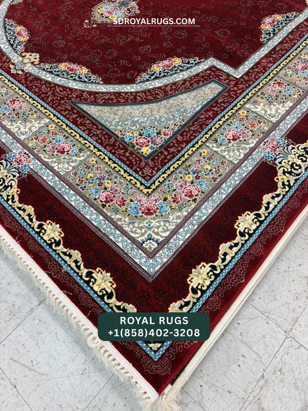 1200 REEDS RED PERSIAN DESGIN MACHINE MADE CARPET (COTTON) BOSTAN