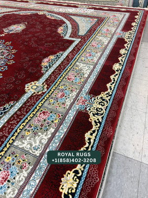 1200 REEDS RED PERSIAN DESGIN MACHINE MADE CARPET (COTTON) BOSTAN