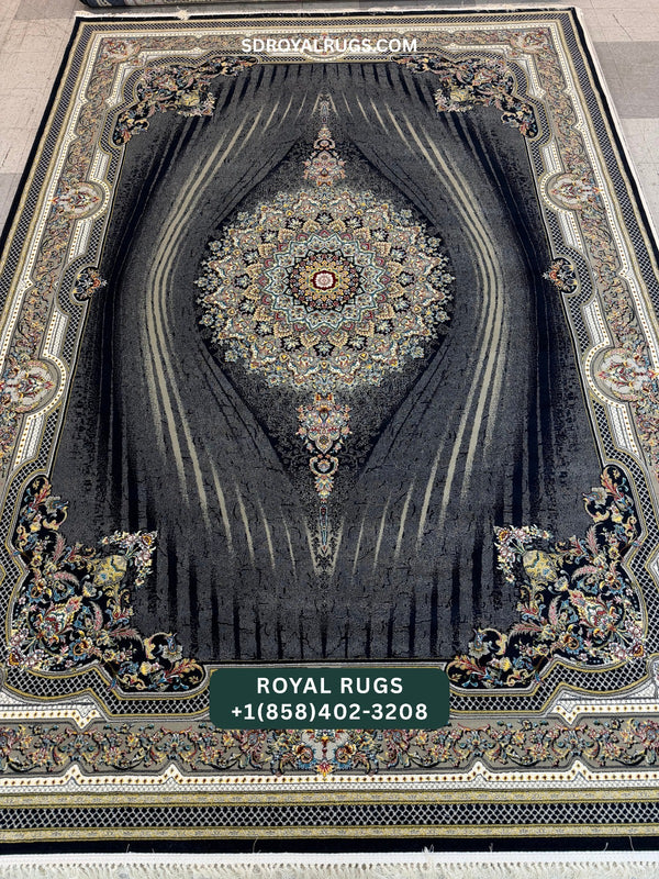 1200 REEDS DARK NAVY PERSIAN DESGIN MACHINE MADE CARPET (COTTON) RONIA