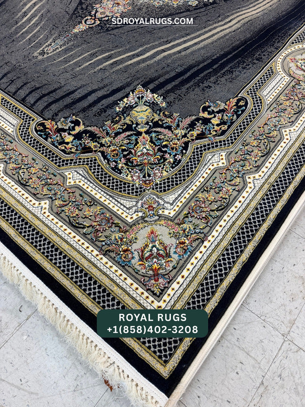 1200 REEDS DARK NAVY PERSIAN DESGIN MACHINE MADE CARPET (COTTON) RONIA