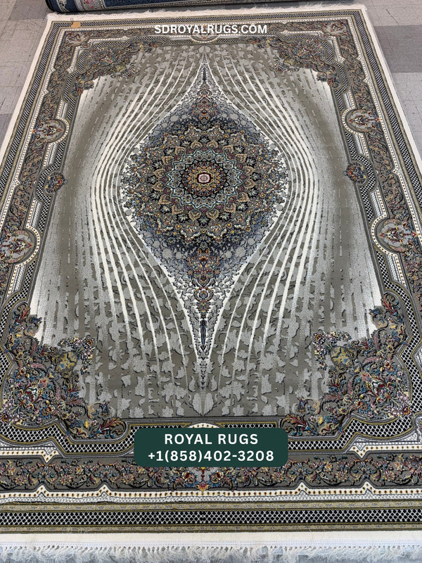 1200 REEDS CREAM PERSIAN DESGIN MACHINE MADE CARPET (COTTON) RONIA