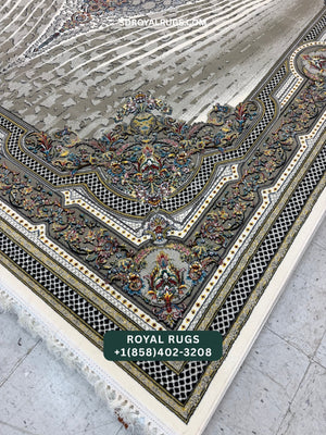 1200 REEDS CREAM PERSIAN DESGIN MACHINE MADE CARPET (COTTON) RONIA
