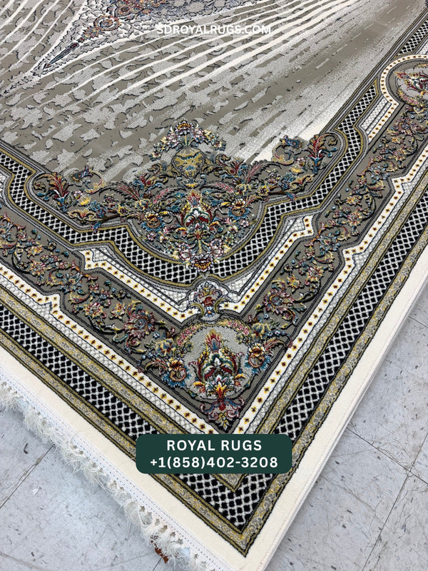 1200 REEDS CREAM PERSIAN DESGIN MACHINE MADE CARPET (COTTON) RONIA