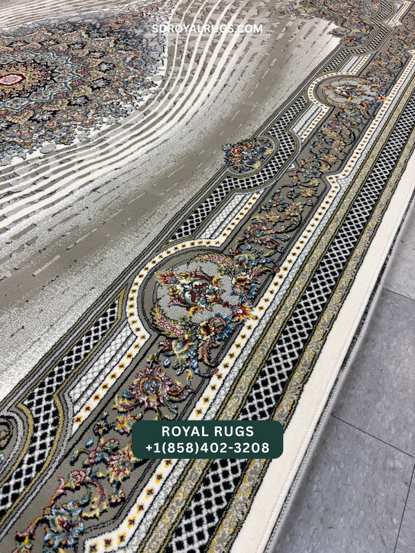 1200 REEDS CREAM PERSIAN DESGIN MACHINE MADE CARPET (COTTON) RONIA