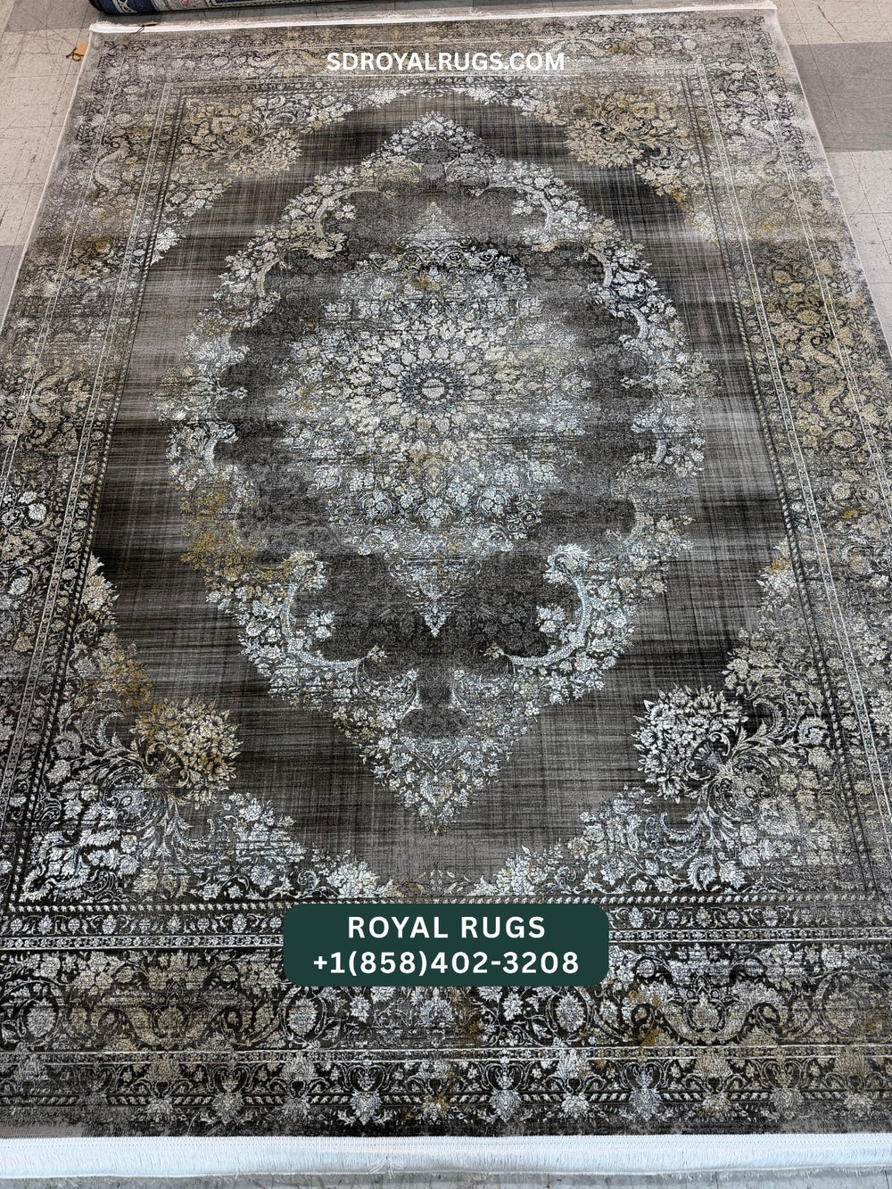 1500 REEDS GRAY PERSIAN DESGIN MACHINE MADE CARPET (COTTON) 1430