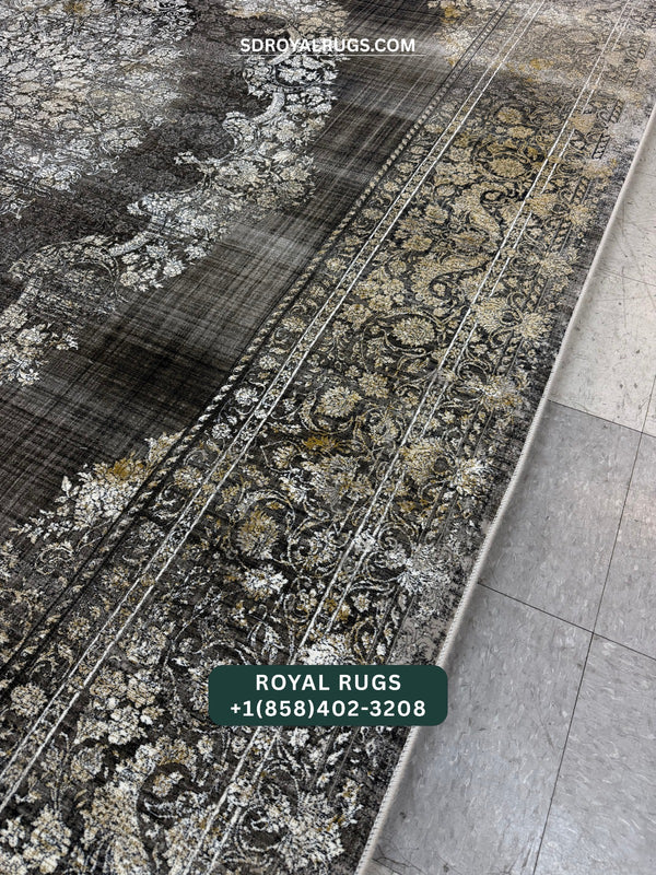 1500 REEDS GRAY PERSIAN DESGIN MACHINE MADE CARPET (COTTON) 1430