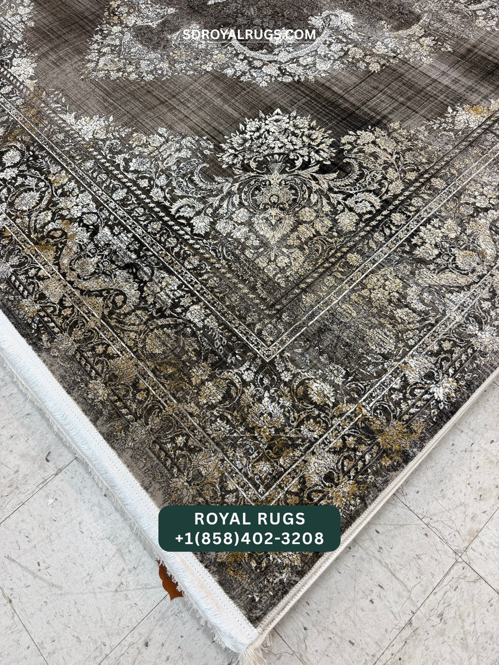 1500 REEDS GRAY PERSIAN DESGIN MACHINE MADE CARPET (COTTON) 1430