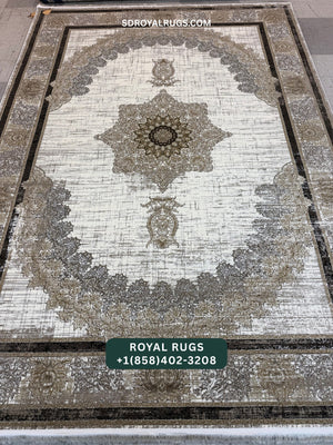 1200 REEDS CREAM PERSIAN DESGIN MACHINE MADE CARPET (COTTON) 710