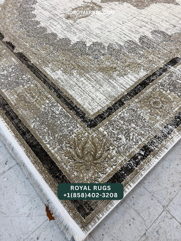 1200 REEDS CREAM PERSIAN DESGIN MACHINE MADE CARPET (COTTON) 710