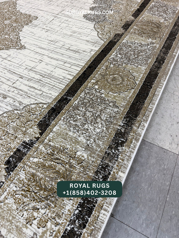 1200 REEDS CREAM PERSIAN DESGIN MACHINE MADE CARPET (COTTON) 710