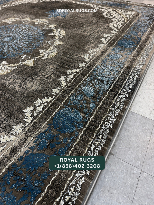 1200 REEDS GRAY PERSIAN DESGIN MACHINE MADE CARPET (COTTON) ARAM