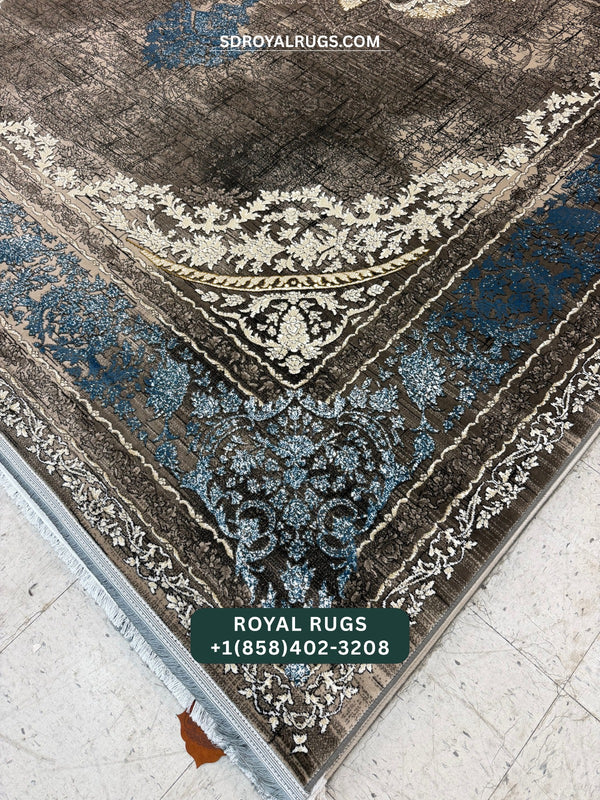 1200 REEDS GRAY PERSIAN DESGIN MACHINE MADE CARPET (COTTON) ARAM