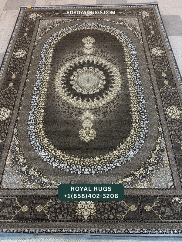 1200 REEDS LIGHT BROWN PERSIAN DESGIN MACHINE MADE CARPET (COTTON) SADRA