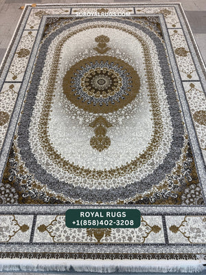 1200 REEDS CREAM PERSIAN DESGIN MACHINE MADE CARPET (COTTON) SADRA