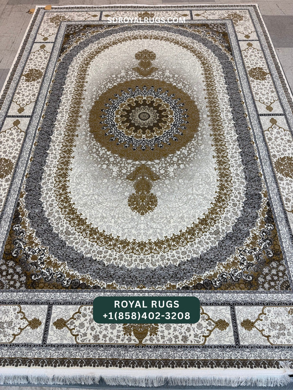 1200 REEDS CREAM PERSIAN DESGIN MACHINE MADE CARPET (COTTON) SADRA