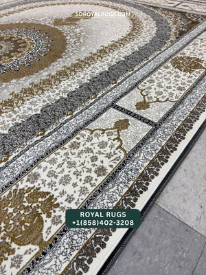 1200 REEDS CREAM PERSIAN DESGIN MACHINE MADE CARPET (COTTON) SADRA