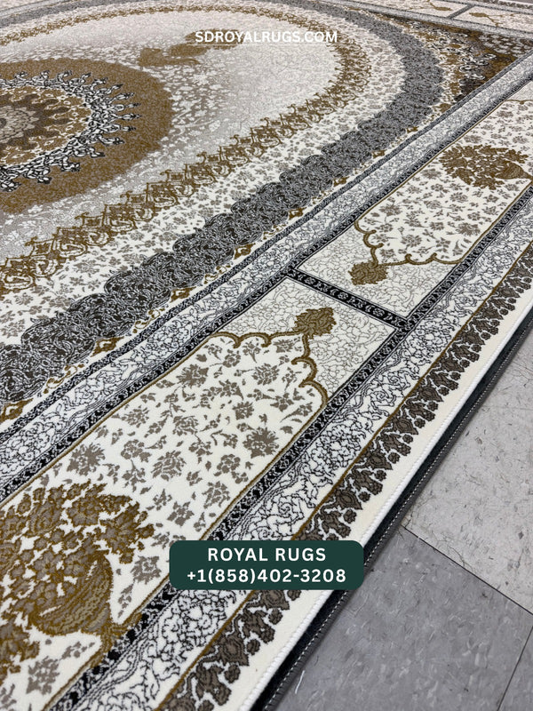 1200 REEDS CREAM PERSIAN DESGIN MACHINE MADE CARPET (COTTON) SADRA