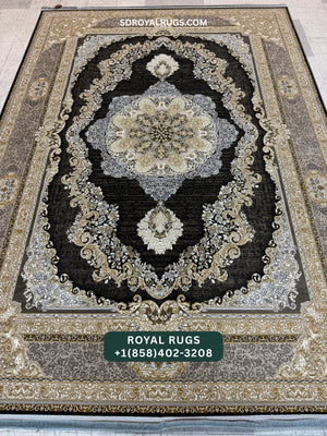 1200 REEDS BLACK/GREY PERSIAN DESGIN MACHINE MADE CARPET (COTTON) VICTORIA