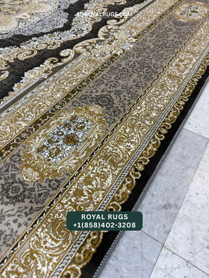1200 REEDS BLACK/GREY PERSIAN DESGIN MACHINE MADE CARPET (COTTON) VICTORIA