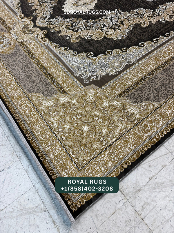 1200 REEDS BLACK/GREY PERSIAN DESGIN MACHINE MADE CARPET (COTTON) VICTORIA