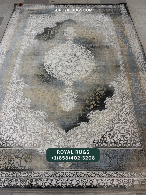 1500 REEDS GRAY PERSIAN DESGIN MACHINE MADE CARPET (COTTON) 3001