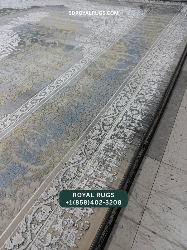 1500 REEDS GRAY PERSIAN DESGIN MACHINE MADE CARPET (COTTON) 3001