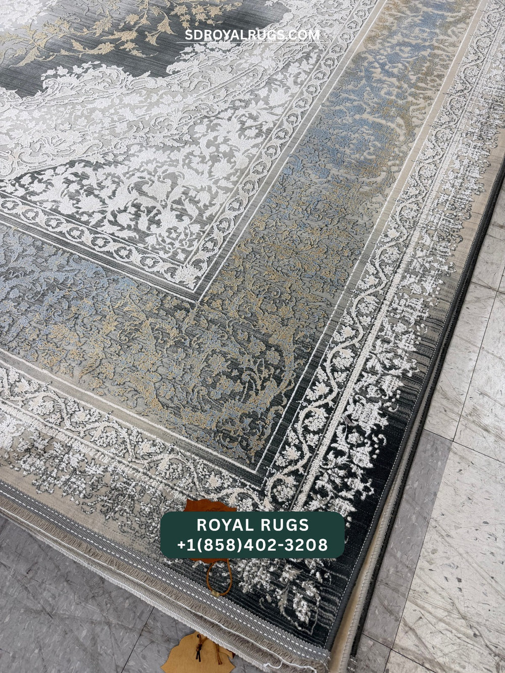 1500 REEDS GRAY PERSIAN DESGIN MACHINE MADE CARPET (COTTON) 3001