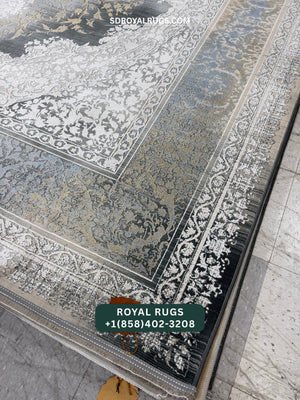 1500 REEDS GRAY PERSIAN DESGIN MACHINE MADE CARPET (COTTON) 3001