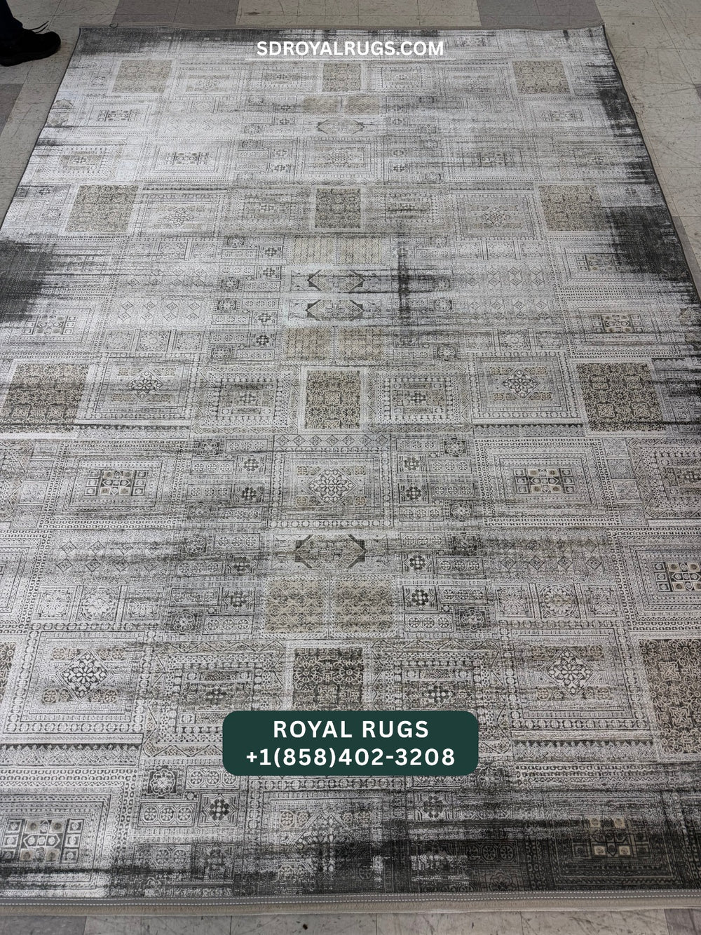 1500 REEDS GRAY PERSIAN DESGIN MACHINE MADE CARPET (COTTON) 3137