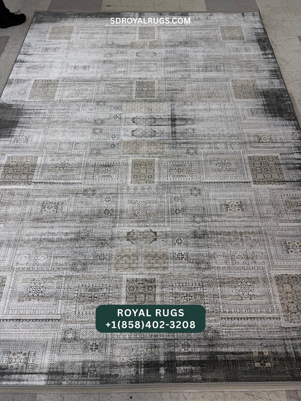 1500 REEDS GRAY PERSIAN DESGIN MACHINE MADE CARPET (COTTON) 3137