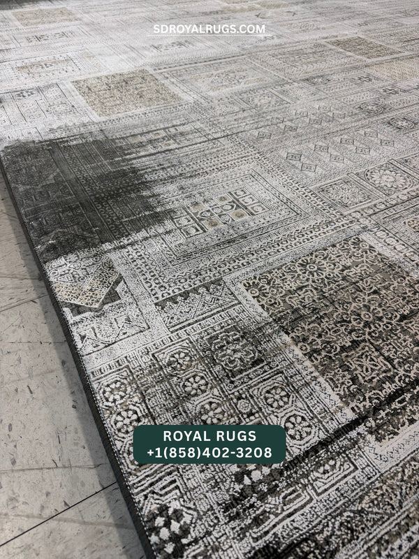 1500 REEDS GRAY PERSIAN DESGIN MACHINE MADE CARPET (COTTON) 3137