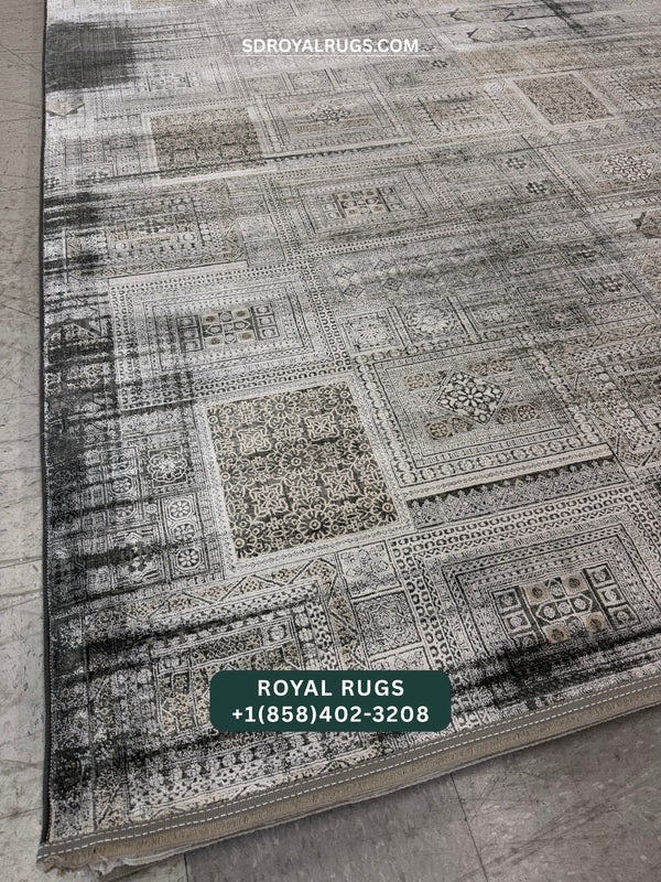 1500 REEDS GRAY PERSIAN DESGIN MACHINE MADE CARPET (COTTON) 3137