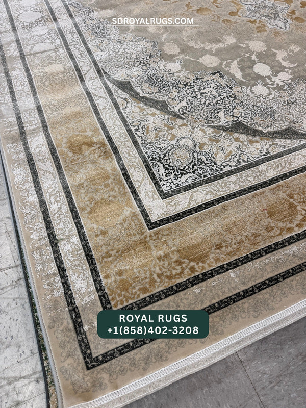 1500 REEDS CREAM PERSIAN DESGIN MACHINE MADE CARPET (COTTON) 3014