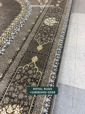 1200 REEDS LIGHT BROWN PERSIAN DESGIN MACHINE MADE CARPET (COTTON) SADRA