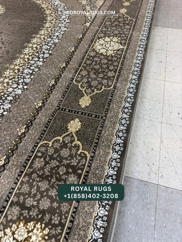 1200 REEDS LIGHT BROWN PERSIAN DESGIN MACHINE MADE CARPET (COTTON) SADRA