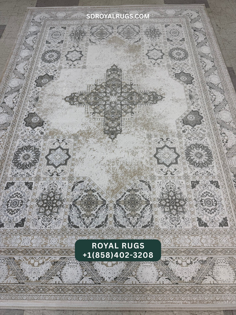 1500 REEDS CREAM PERSIAN DESGIN MACHINE MADE CARPET (COTTON) 3141