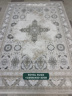 1500 REEDS CREAM PERSIAN DESGIN MACHINE MADE CARPET (COTTON) 3141