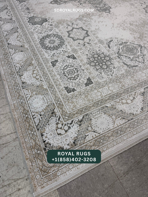 1500 REEDS CREAM PERSIAN DESGIN MACHINE MADE CARPET (COTTON) 3141