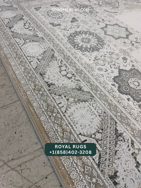 1500 REEDS CREAM PERSIAN DESGIN MACHINE MADE CARPET (COTTON) 3141