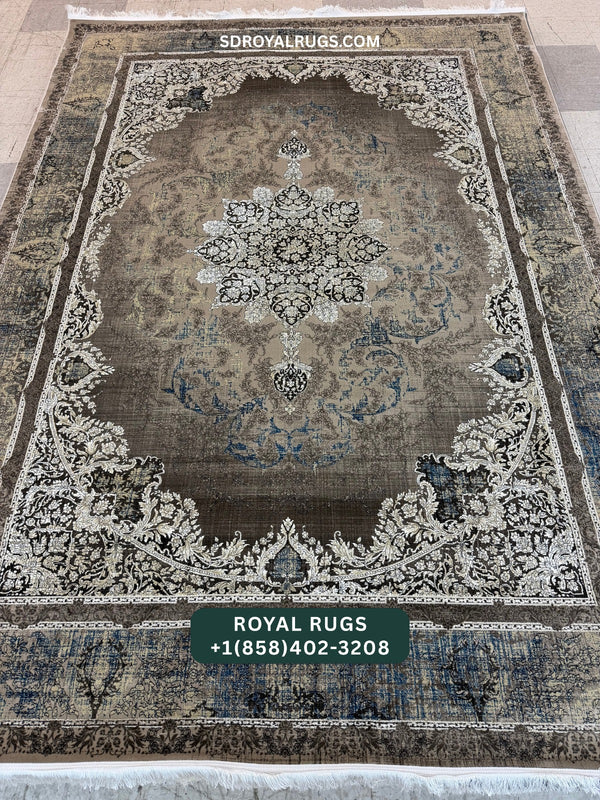 1200 REEDS LIGHT BROWN PERSIAN DESGIN MACHINE MADE CARPET (COTTON) 702