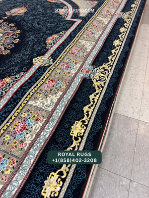 1200 REEDS DARK NAVY PERSIAN DESGIN MACHINE MADE CARPET (COTTON) BOSTAN