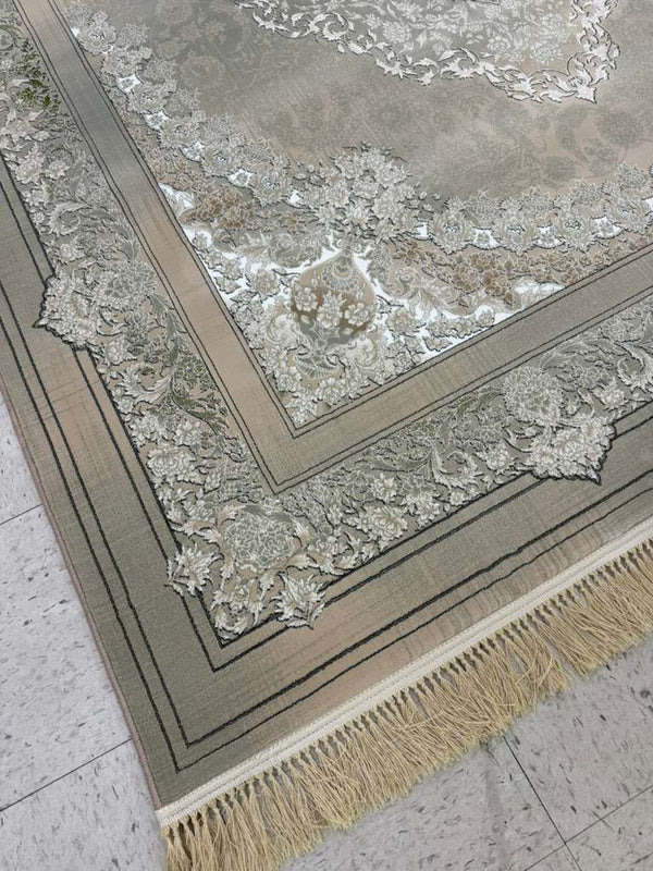 LIGHT BROWN Color High Quality 1500 Reeds Kashan Design Machine Made Carpet #1220009