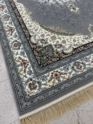 ‌Grey Color High Quality 1500 Reeds Kashan Design Machine Made Carpet #A72501