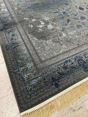 GREY Color High Quality 1500 Reeds Kashan Design Machine Made Carpet #A73623
