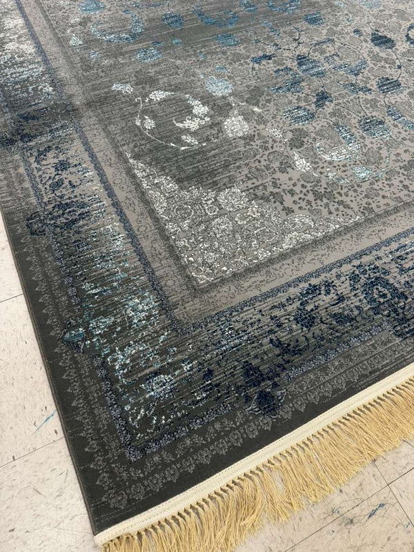 GREY Color High Quality 1500 Reeds Kashan Design Machine Made Carpet #A73623
