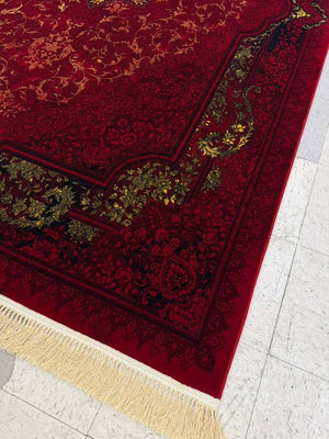 RED Color High Quality 1500 Reeds Kashan Design Machine Made Carpet #A74311