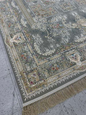 LIGHT GREY Color High Quality 1500 Reeds Kashan Design Machine Made Carpet #157601