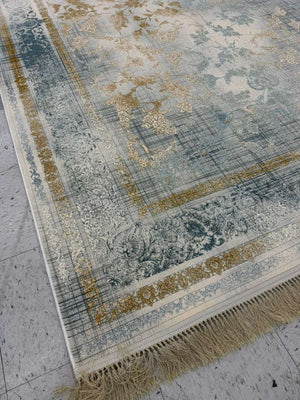 BEIGE Color High Quality 1500 Reeds Kashan Design Machine Made Carpet #157505